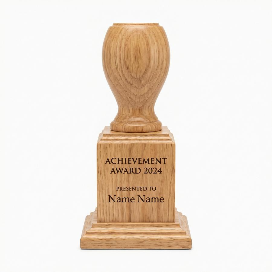 Shaped wood recognition award example