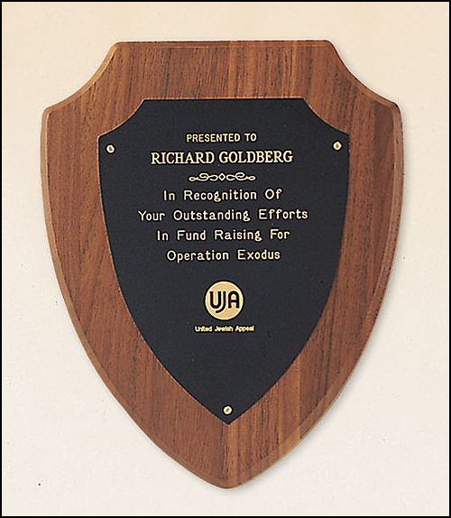 Shield-shaped recognition plaque