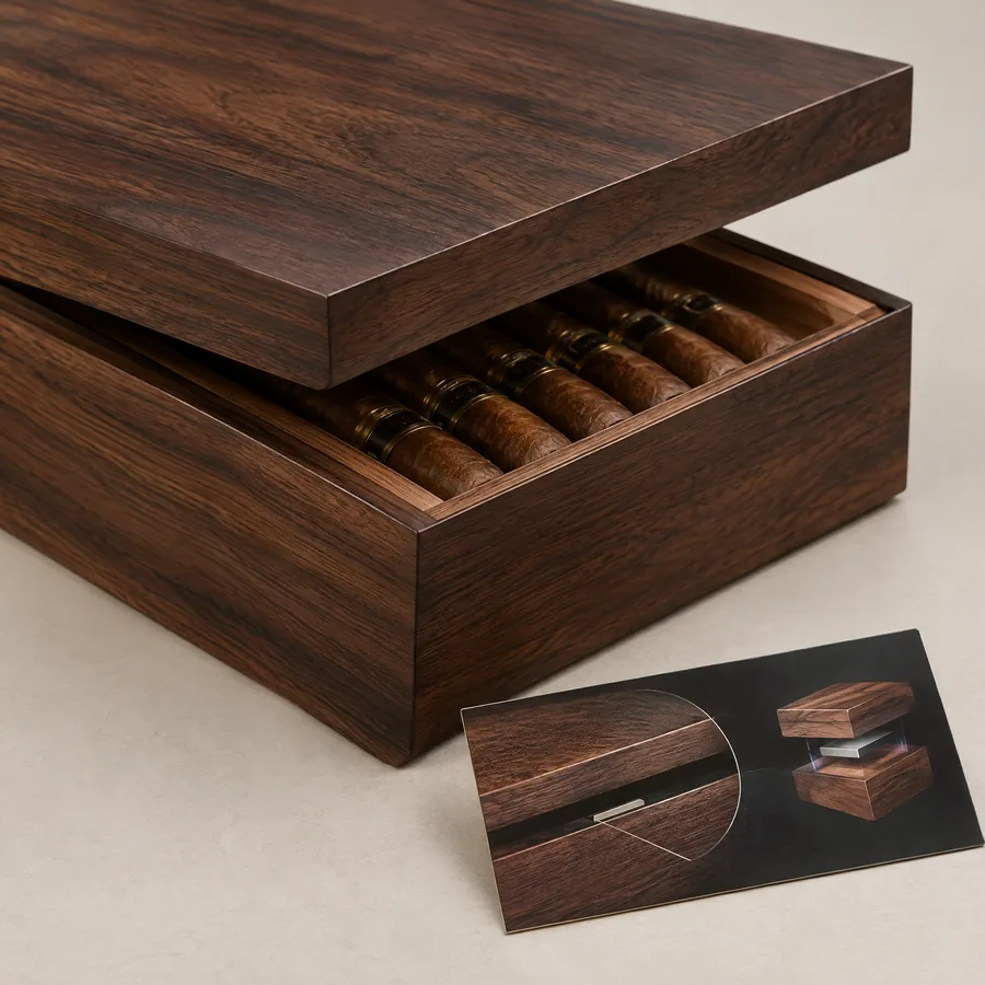 Unbranded cigar gift box with concealed magnetic closure