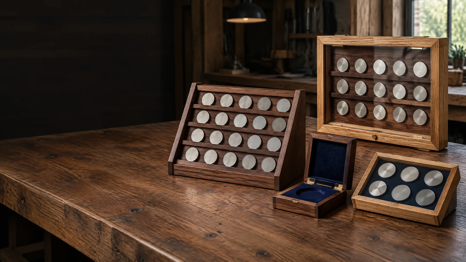 Unbranded custom wood coin display cases