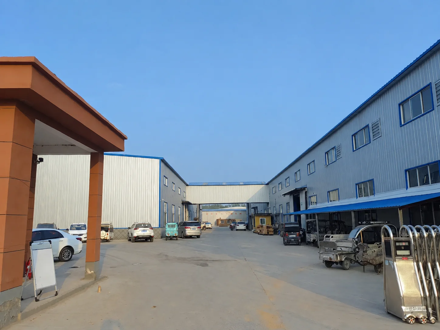 Unbranded courtyard between the factory buildings