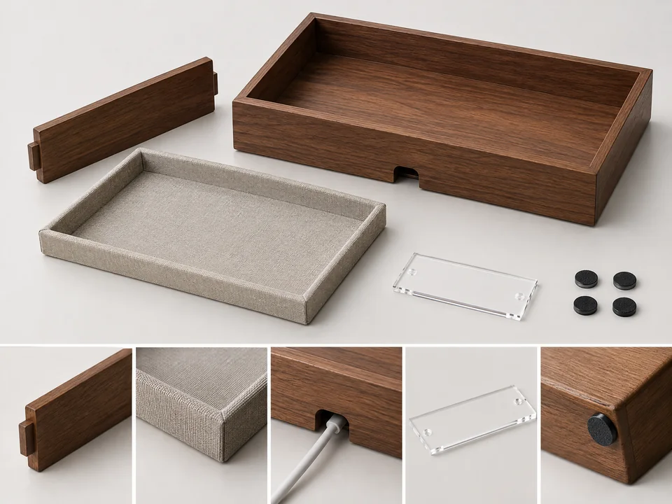 Modular components for custom hotel amenity tray