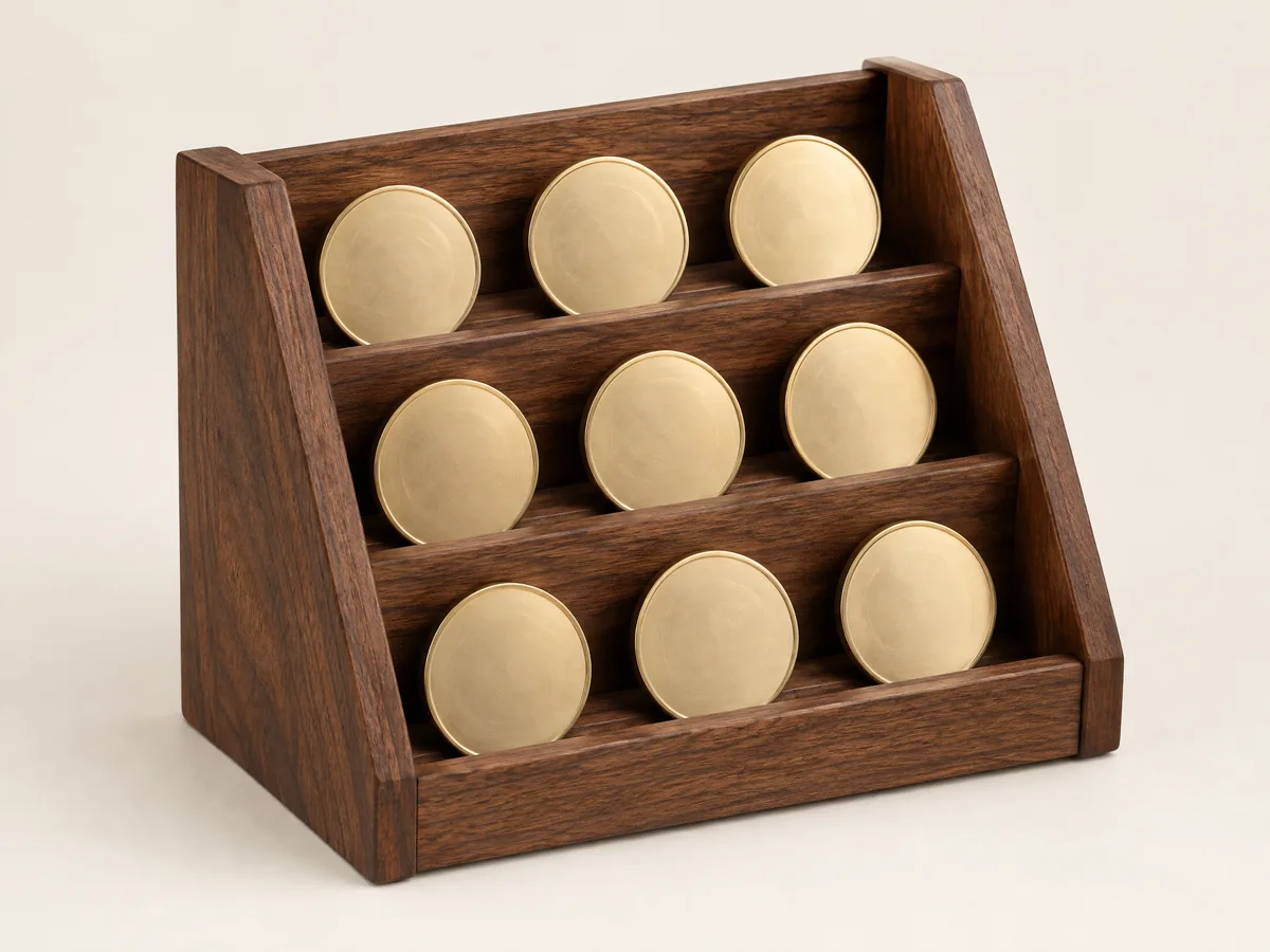 Open-front desktop coin rack for direct access