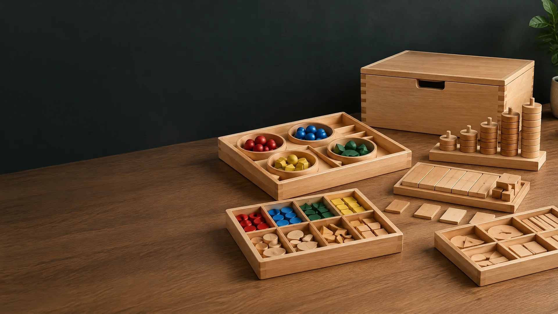 Unbranded custom wood Montessori learning activity set family