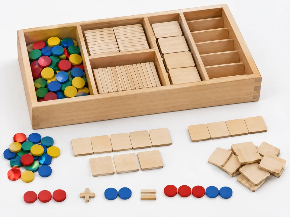 Custom wood math and language activity set