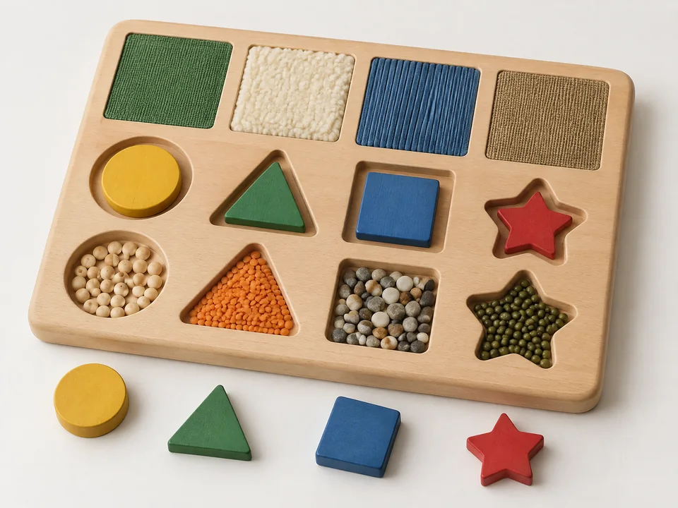 Custom wood sensory sorting activity tray