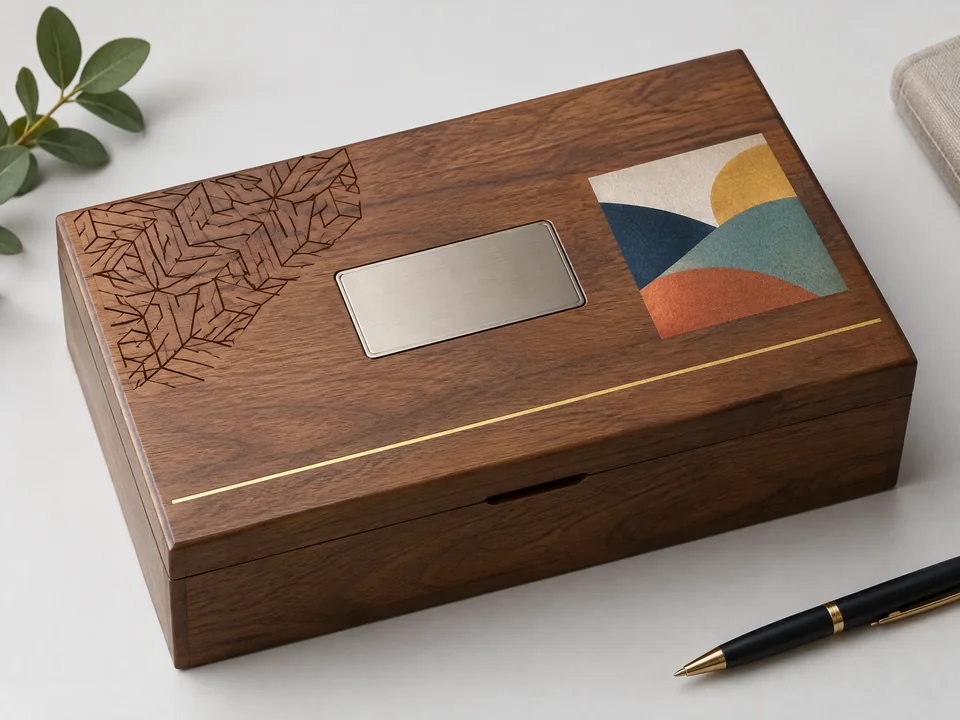 Custom onboarding welcome box branding and nameplate directions
