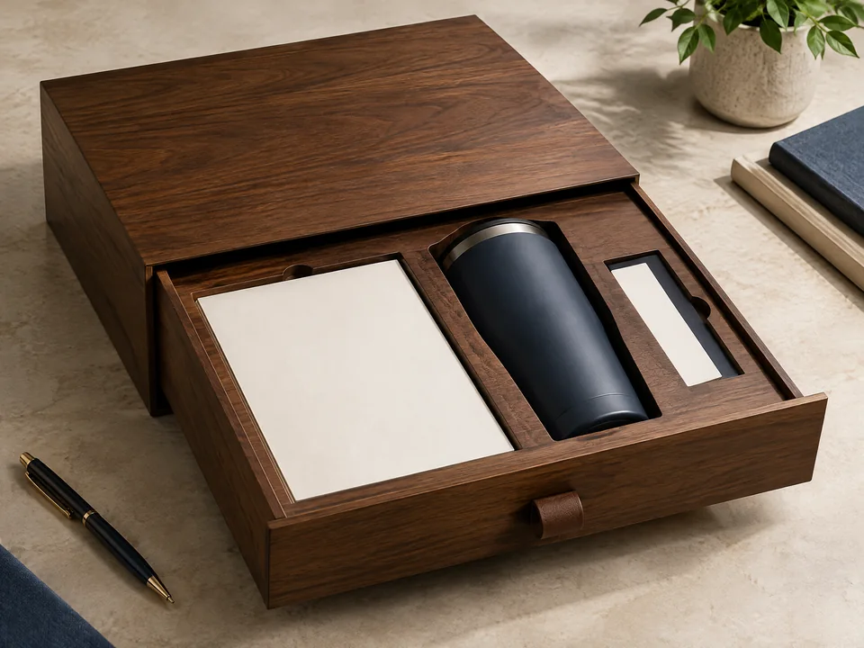 Custom wooden leadership welcome drawer box