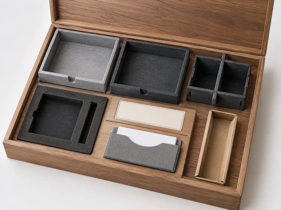 Modular insert components for a custom employee onboarding box