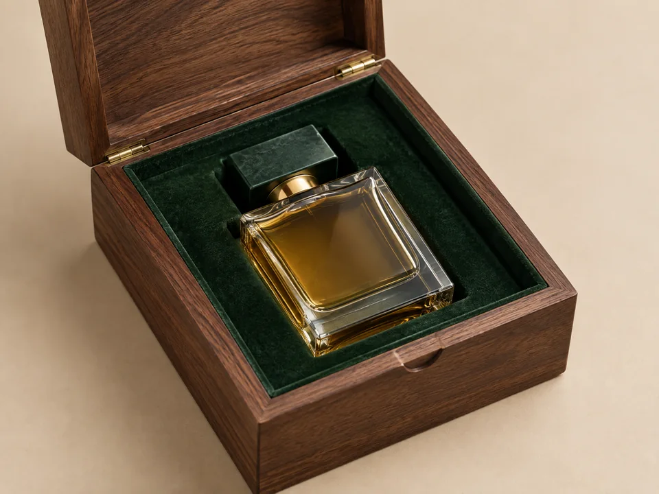 Single-bottle custom wood perfume presentation box
