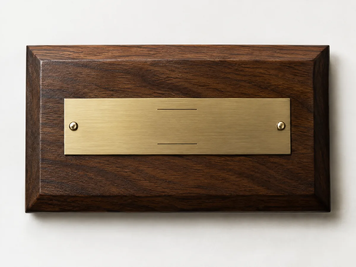 Metal Nameplate on a custom wood plaque