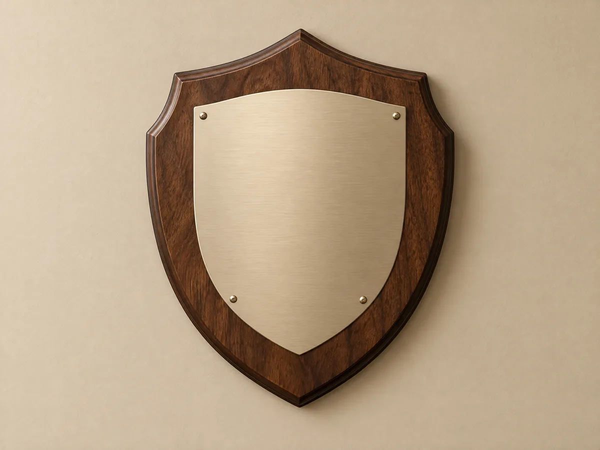 Shield flat wall-mounted custom wood plaque form