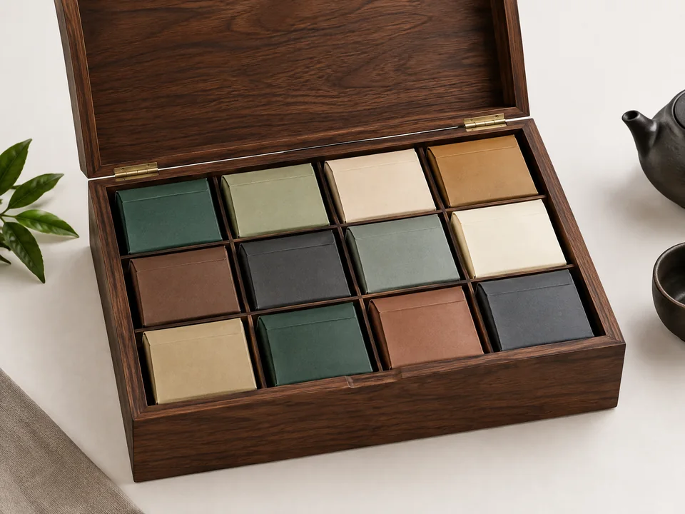 Custom wooden tea tasting library box