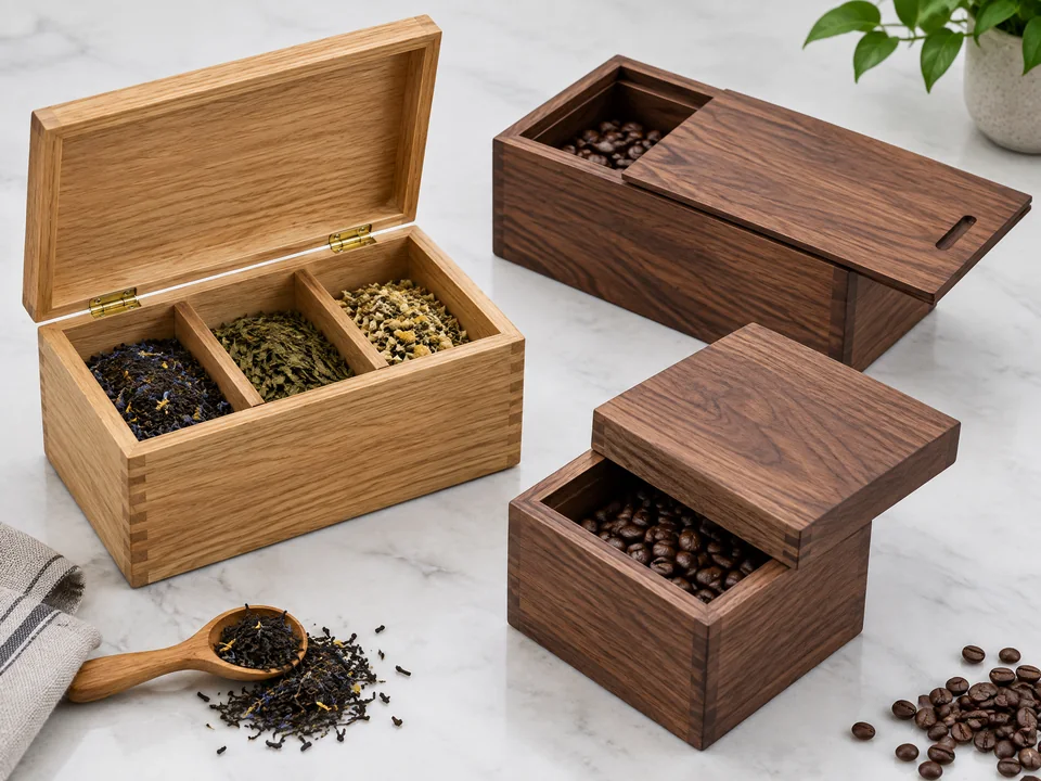 Custom tea and coffee gift box lid and hardware options