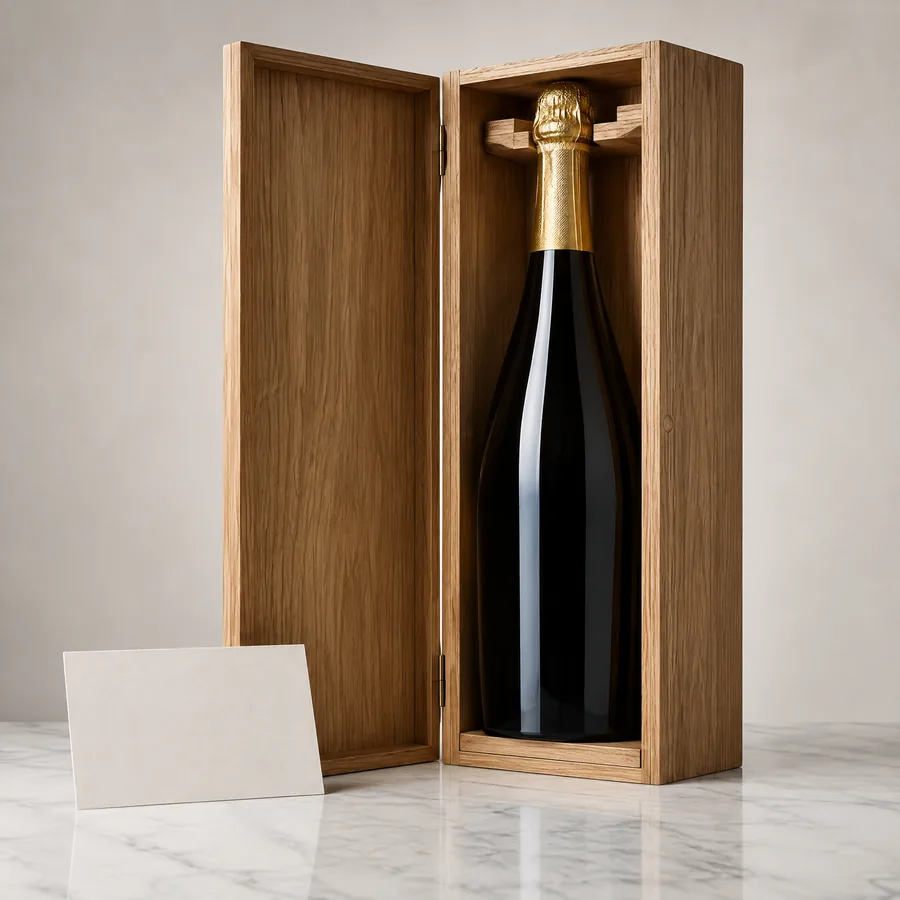 Unbranded tall champagne or magnum wooden presentation case