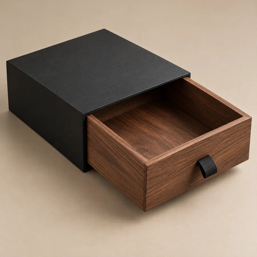 Unbranded drawer-style wooden presentation box