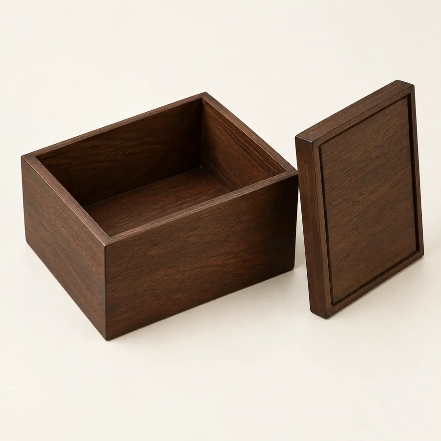 Unbranded two-piece wood box with lift-off lid