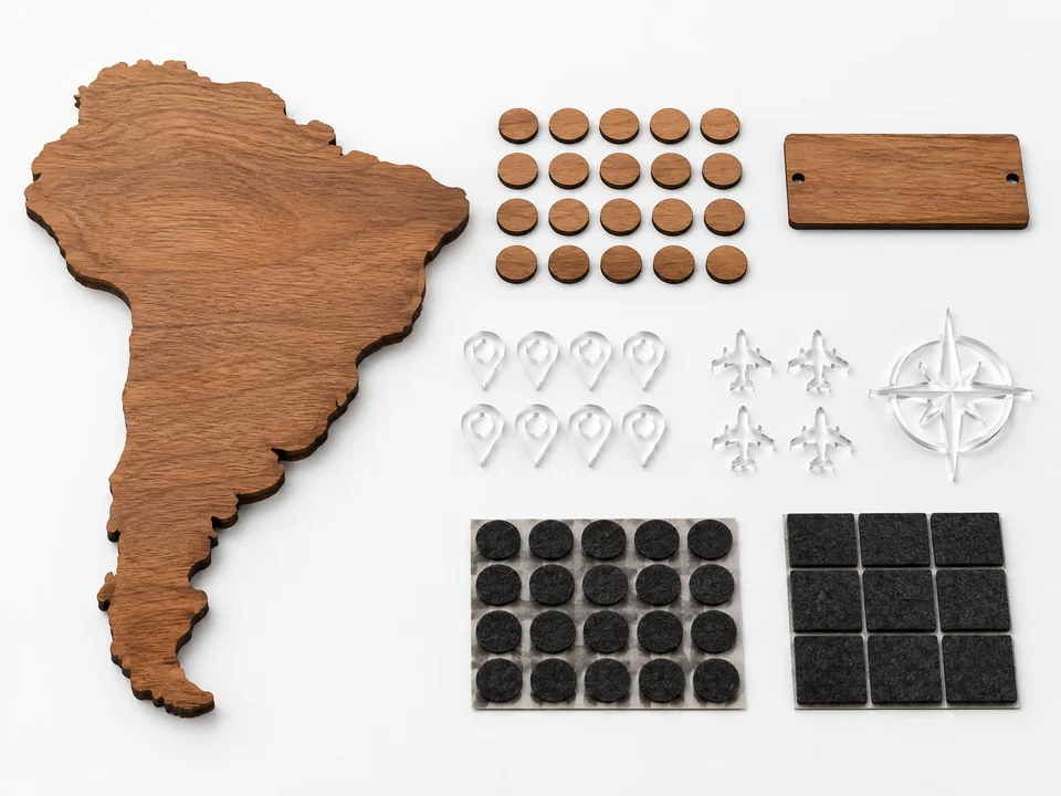Optional accessories for custom wood world map wall art
